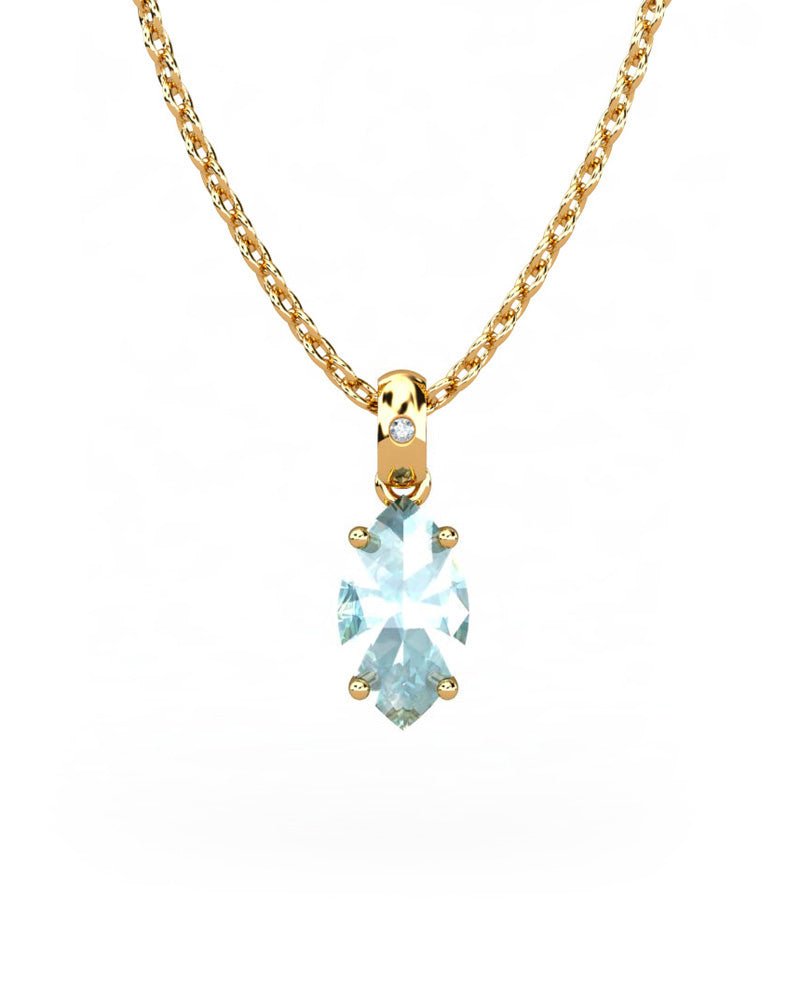 COLGANTE GAIA DE ORO Y DIAMANTES DE 0,01 CT CON MARQUISE FACETADO DE 8X4MM - CRESBER