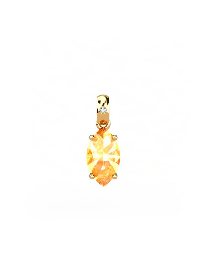 COLGANTE GAIA DE ORO Y DIAMANTES DE 0,01 CT CON MARQUISE FACETADO DE CITRINO 8X4MM - CRESBER