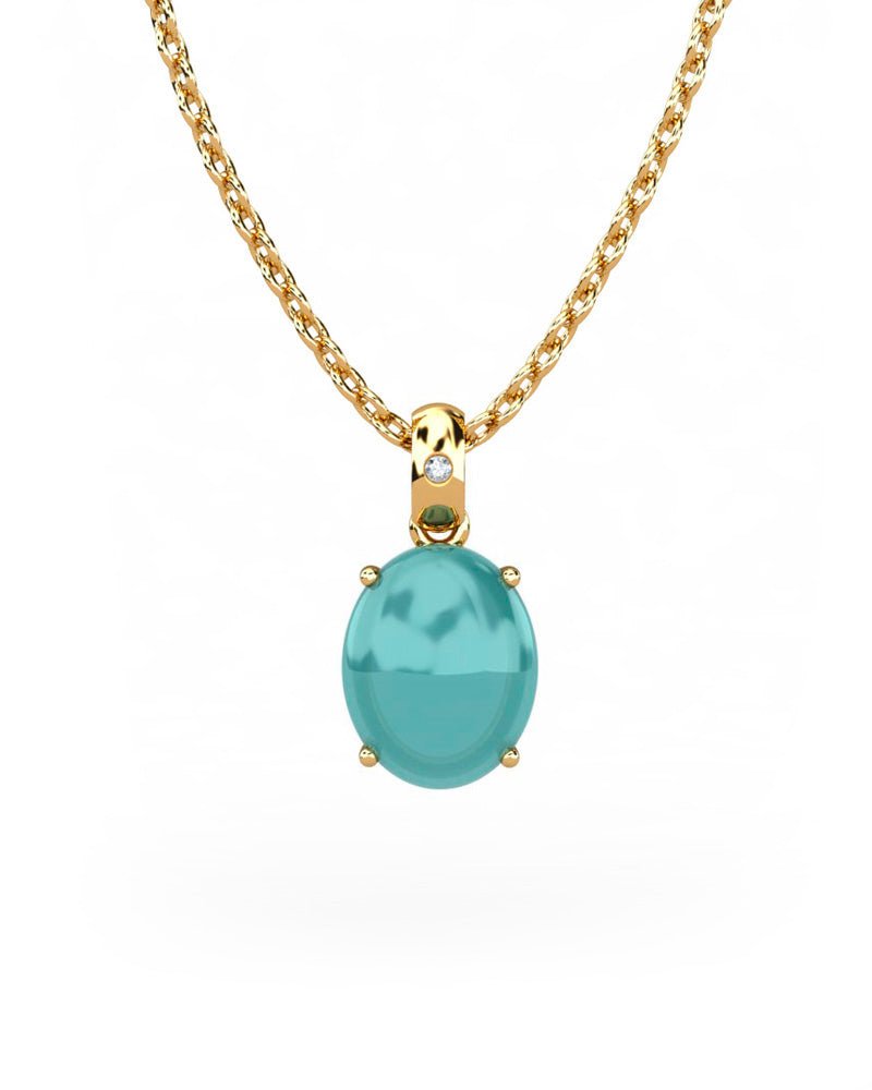 COLGANTE GAIA DE ORO Y DIAMANTES DE 0,01 CT CON OVAL CABUJàN 8X6MM - CRESBER