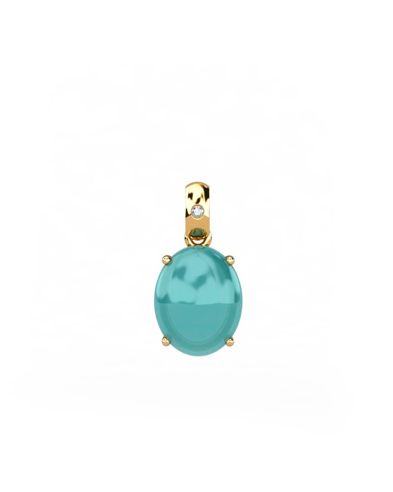 COLGANTE GAIA DE ORO Y DIAMANTES DE 0,01 CT CON OVAL CABUJàN 8X6MM - CRESBER