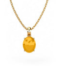COLGANTE GAIA DE ORO Y DIAMANTES DE 0,01 CT CON OVAL CABUJàN CITRINO 8X6MM - CRESBER