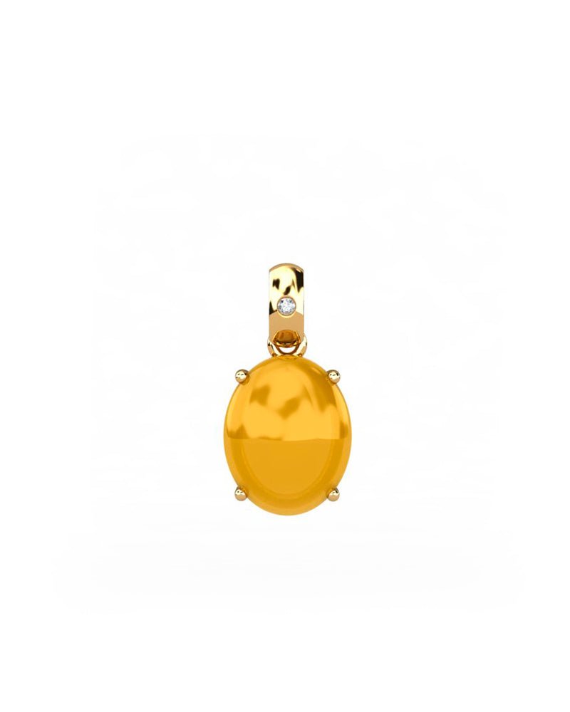COLGANTE GAIA DE ORO Y DIAMANTES DE 0,01 CT CON OVAL CABUJàN CITRINO 8X6MM - CRESBER