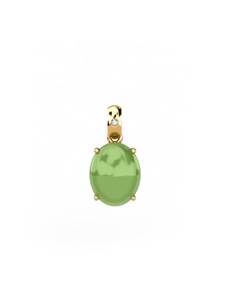 COLGANTE GAIA DE ORO Y DIAMANTES DE 0,01 CT CON OVAL CABUJàN OLIVINA 8X6MM - CRESBER