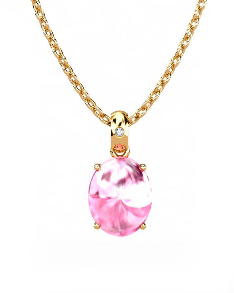 COLGANTE GAIA DE ORO Y DIAMANTES DE 0,01 CT CON OVAL CABUJàN TURMALINA 8X6MM - CRESBER