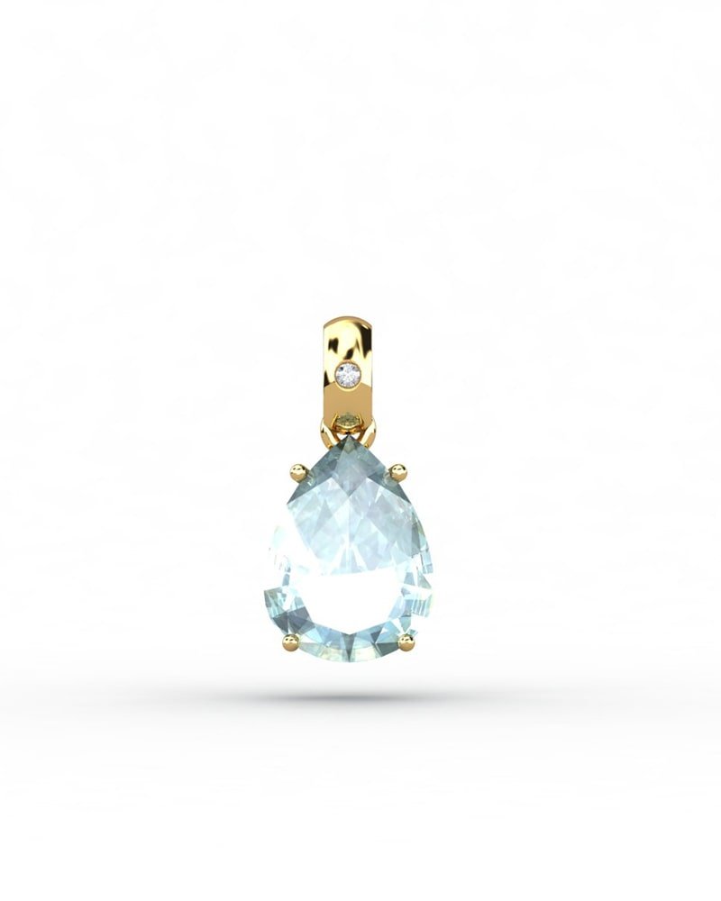 COLGANTE GAIA DE ORO Y DIAMANTES DE 0,01 CT CON PERA FACETADA DE 8X6MM - CRESBER