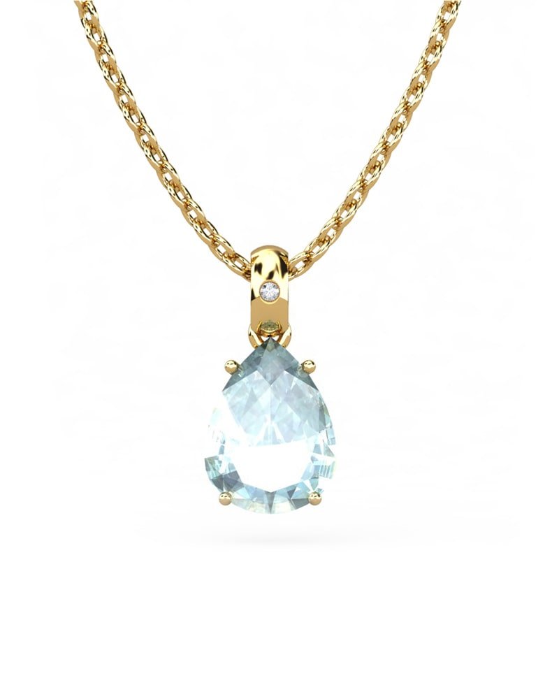 COLGANTE GAIA DE ORO Y DIAMANTES DE 0,01 CT CON PERA FACETADA DE 8X6MM - CRESBER