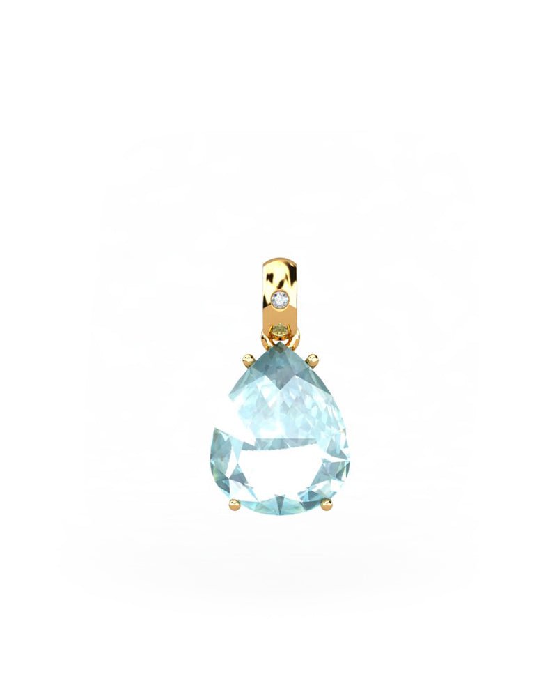 COLGANTE GAIA DE ORO Y DIAMANTES DE 0,01 CT CON PERA FACETADA DE 9X7MM - CRESBER