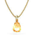 COLGANTE GAIA DE ORO Y DIAMANTES DE 0,01 CT CON PERA FACETADA DE CITRINO 8X6MM - CRESBER