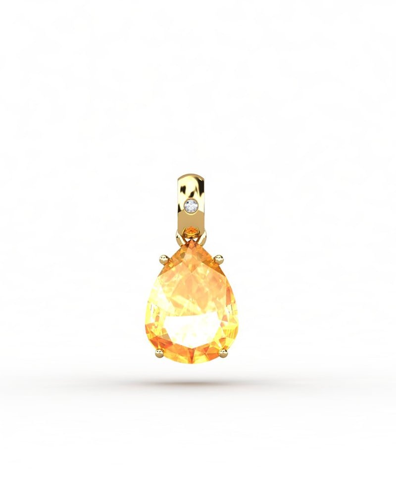 COLGANTE GAIA DE ORO Y DIAMANTES DE 0,01 CT CON PERA FACETADA DE CITRINO 8X6MM - CRESBER