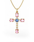 COLGANTE ORO DIAMANTE 0,04 CT ZAFIROS MULTICOLOR - CRESBER