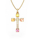 COLGANTE ORO DIAMANTE 0,05 CT ZAFIRO MULTICOR - CRESBER