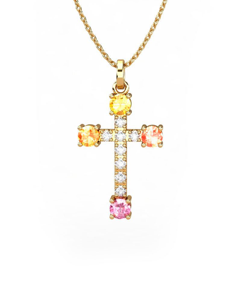 COLGANTE ORO DIAMANTE 0,05 CT ZAFIRO MULTICOR - CRESBER