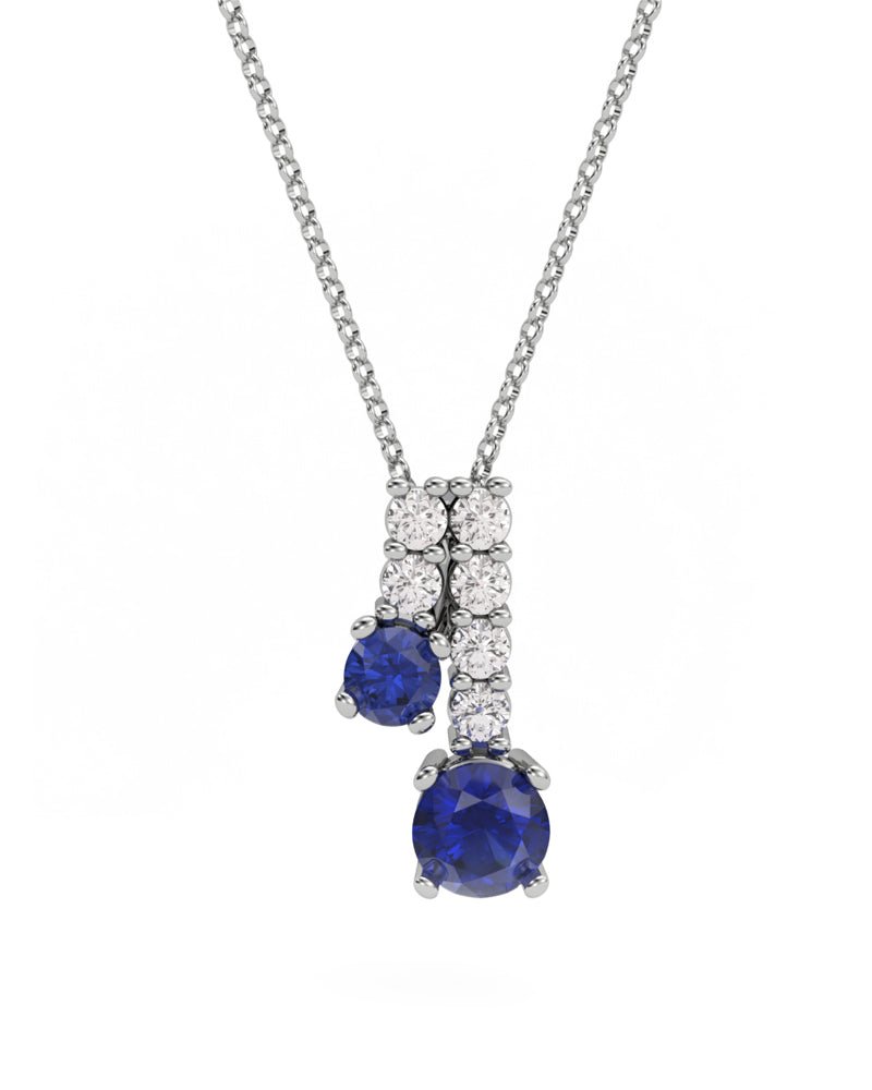 COLGANTE ORO DIAMANTE 0,23 CT ZAFIRO REDONDO - CRESBER
