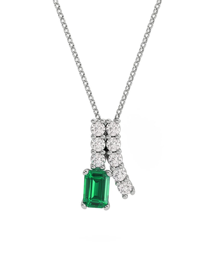 COLGANTE ORO DIAMANTE 0,30 CT ESMERALDA OCTO 6X4 - CRESBER