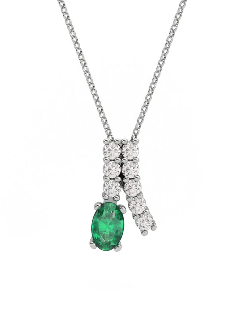 COLGANTE ORO DIAMANTE 0,30 CT ESMERALDA OVAL 6X4 - CRESBER