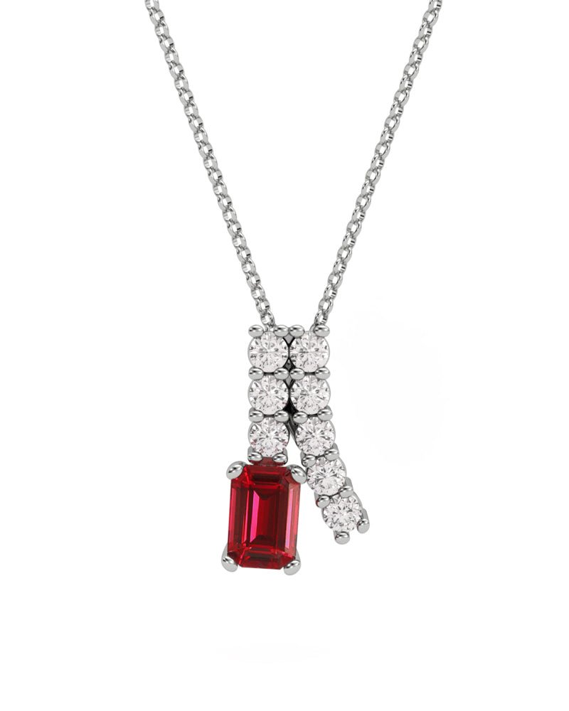 COLGANTE ORO DIAMANTE 0,30 CT RUBI OCTOGONAL 6X4 - CRESBER
