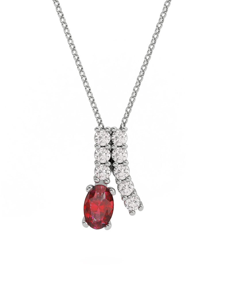 COLGANTE ORO DIAMANTE 0,30 CT RUBI OVAL 6X4 - CRESBER