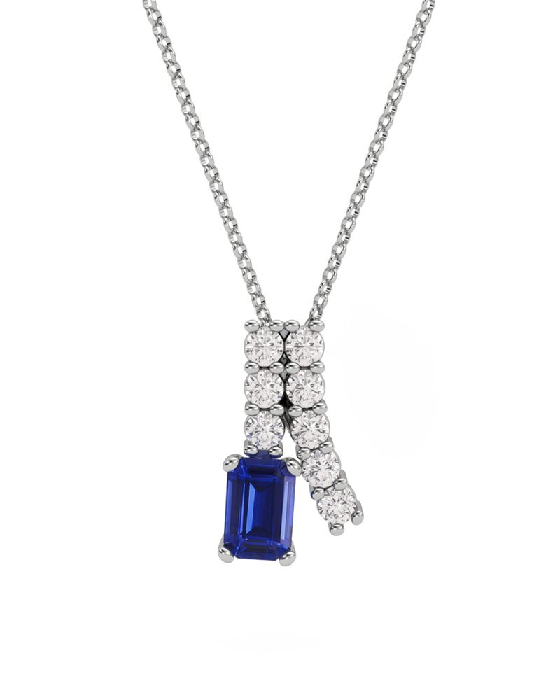 COLGANTE ORO DIAMANTE 0,30 CT ZAFIRO OCTOGONAL 6X4 - CRESBER
