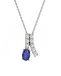 COLGANTE ORO DIAMANTE 0,30 CT ZAFIRO OVAL 6X4 - CRESBER