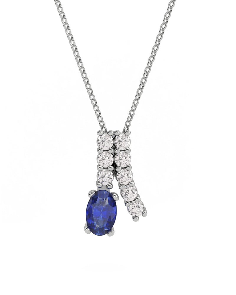 COLGANTE ORO DIAMANTE 0,30 CT ZAFIRO OVAL 6X4 - CRESBER