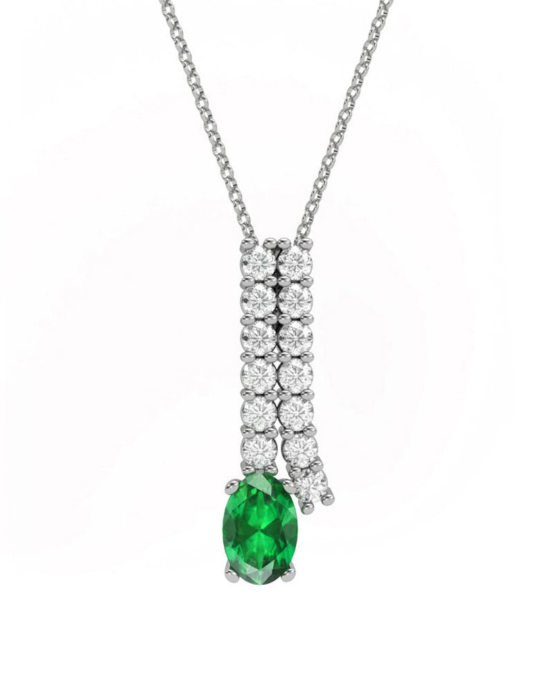 COLGANTE ORO DIAMANTE 0,49 CT ESMERALDA OVAL 7X5 - CRESBER
