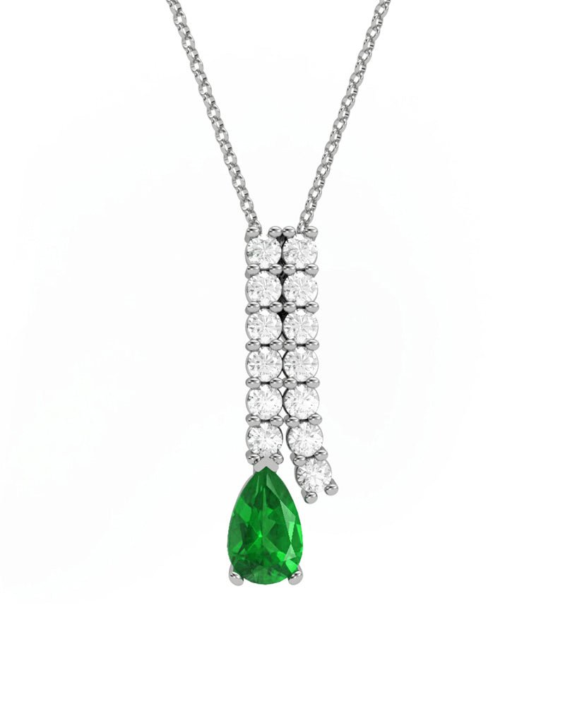 COLGANTE ORO DIAMANTE 0,49 CT ESMERALDA PERA 7X5 - CRESBER