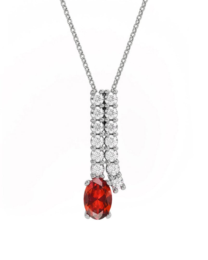 COLGANTE ORO DIAMANTE 0,49 CT RUBI OVAL 7X5 - CRESBER