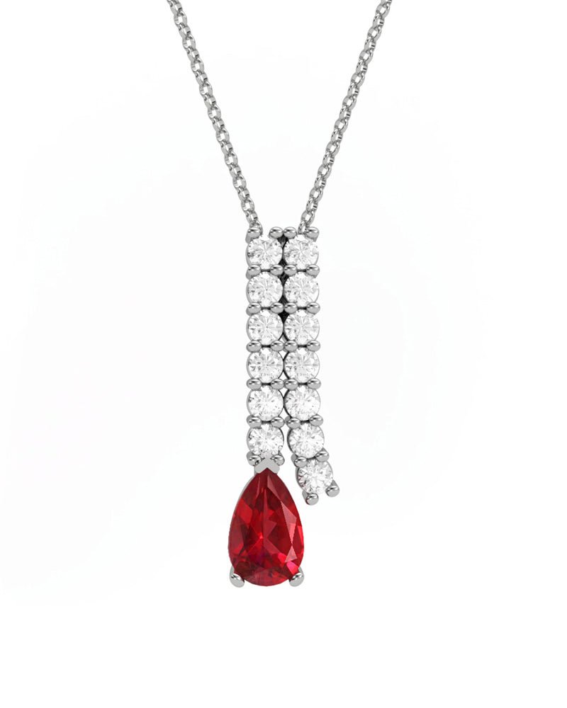 COLGANTE ORO DIAMANTE 0,49 CT RUBI PERA 7X5 - CRESBER