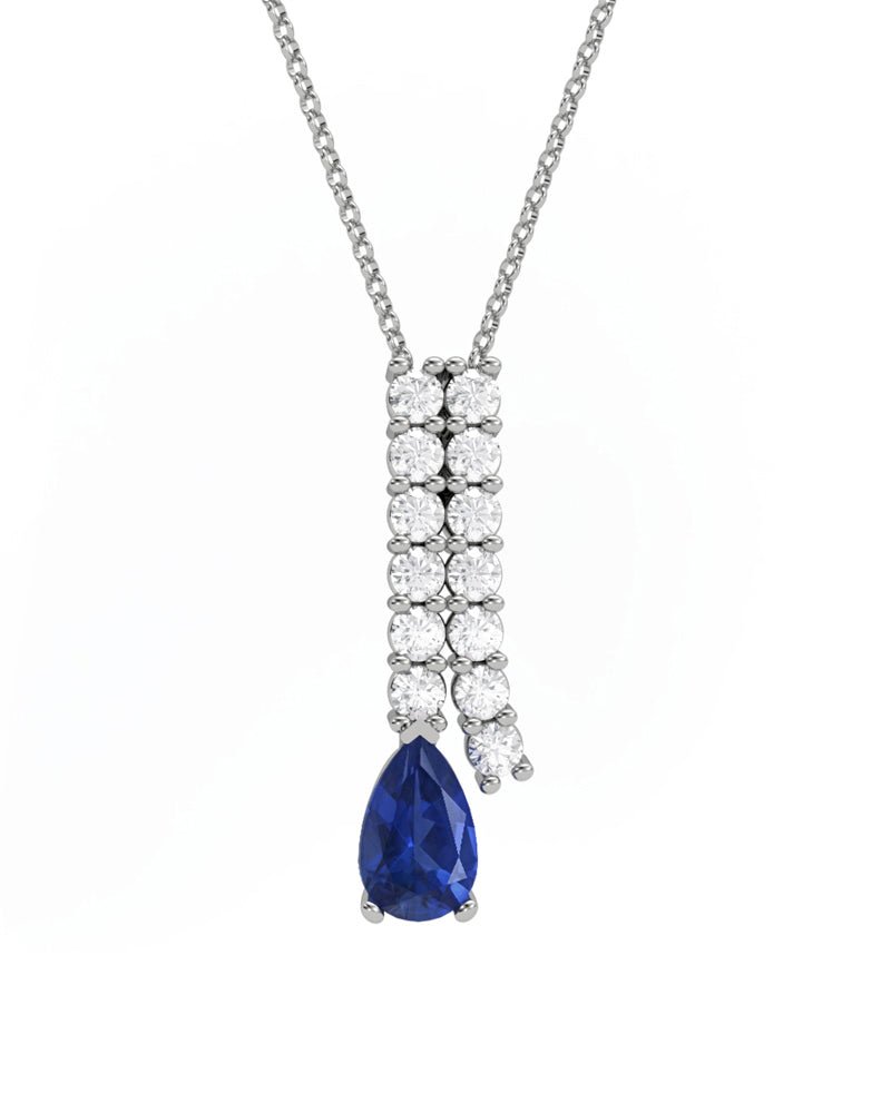 COLGANTE ORO DIAMANTE 0,49 CT ZAFIRO PERA 7X5 - CRESBER