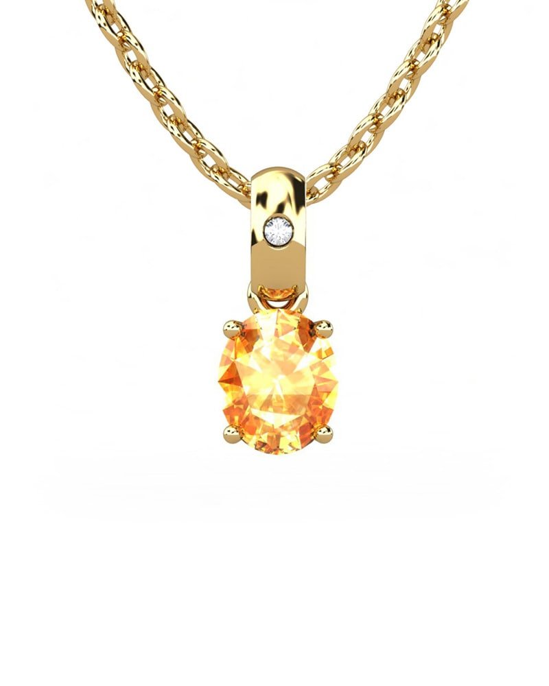 COLGANTE OSIRIS ORO Y DIAMANTE 0,01 CT CITRINO 5X4MM - CRESBER