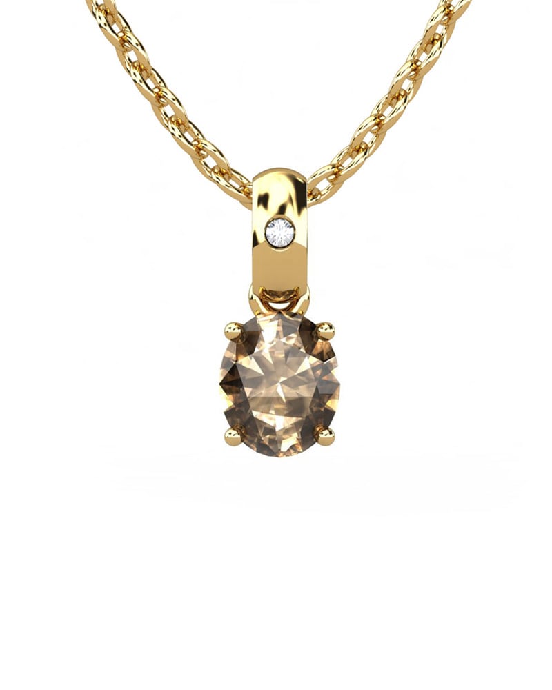 COLGANTE OSIRIS ORO Y DIAMANTE 0,01 CT CUARZO FUM� 5X4MM - CRESBER