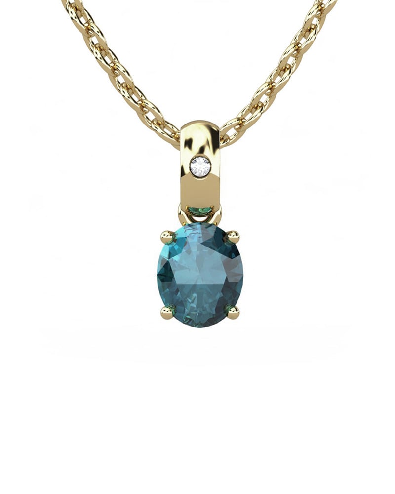 COLGANTE OSIRIS ORO Y DIAMANTE 0,01 CT TOPACIO LONDON 5X4MM - CRESBER