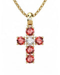 COLGANTE SPIRITUAL CRUZ DE DIAMANTE 0,12 CT Y RUBIES - CRESBER