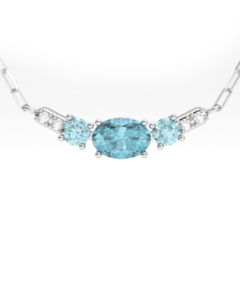 GARGANTILLA BLUE GARDEN DE ORO DIAMANTE 0,03 CT AGUA MARINA - CRESBER
