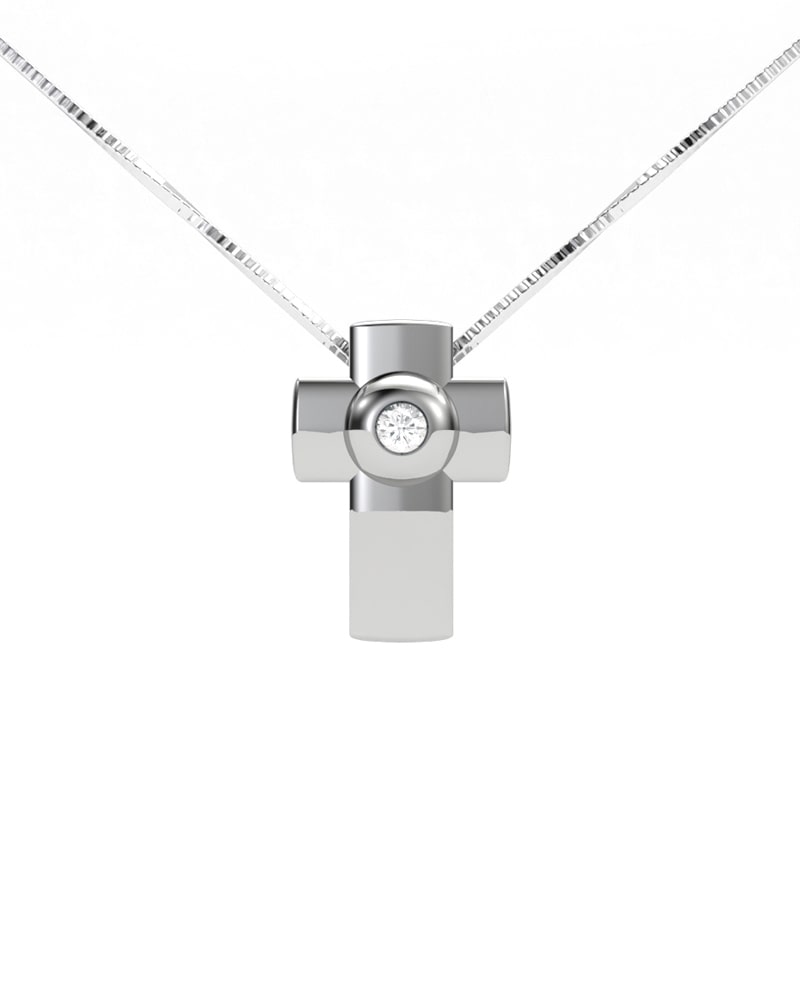 GARGANTILLA DE ORO CRUZ BRILLANTE 0,02 CT - CRESBER