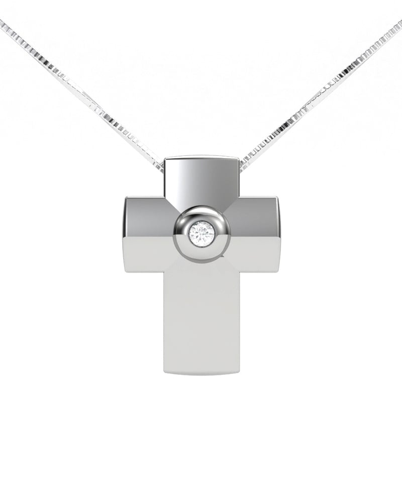 GARGANTILLA DE ORO CRUZ BRILLANTE 0,02 CT - CRESBER