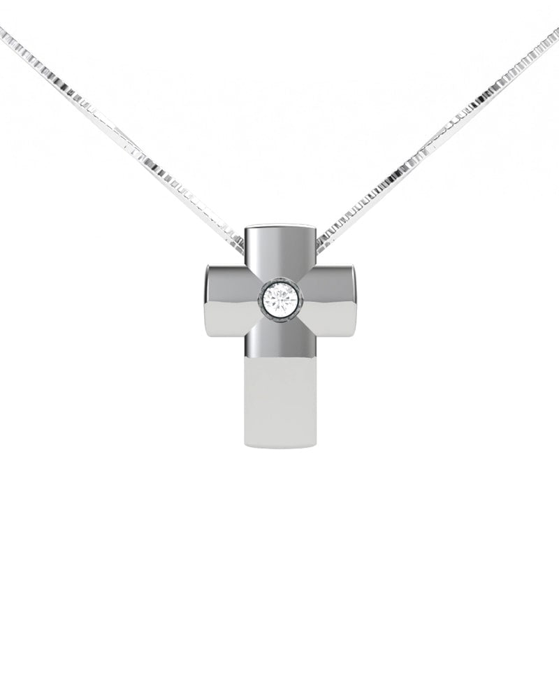 GARGANTILLA DE ORO CRUZ BRILLANTE 0,03 CT - CRESBER