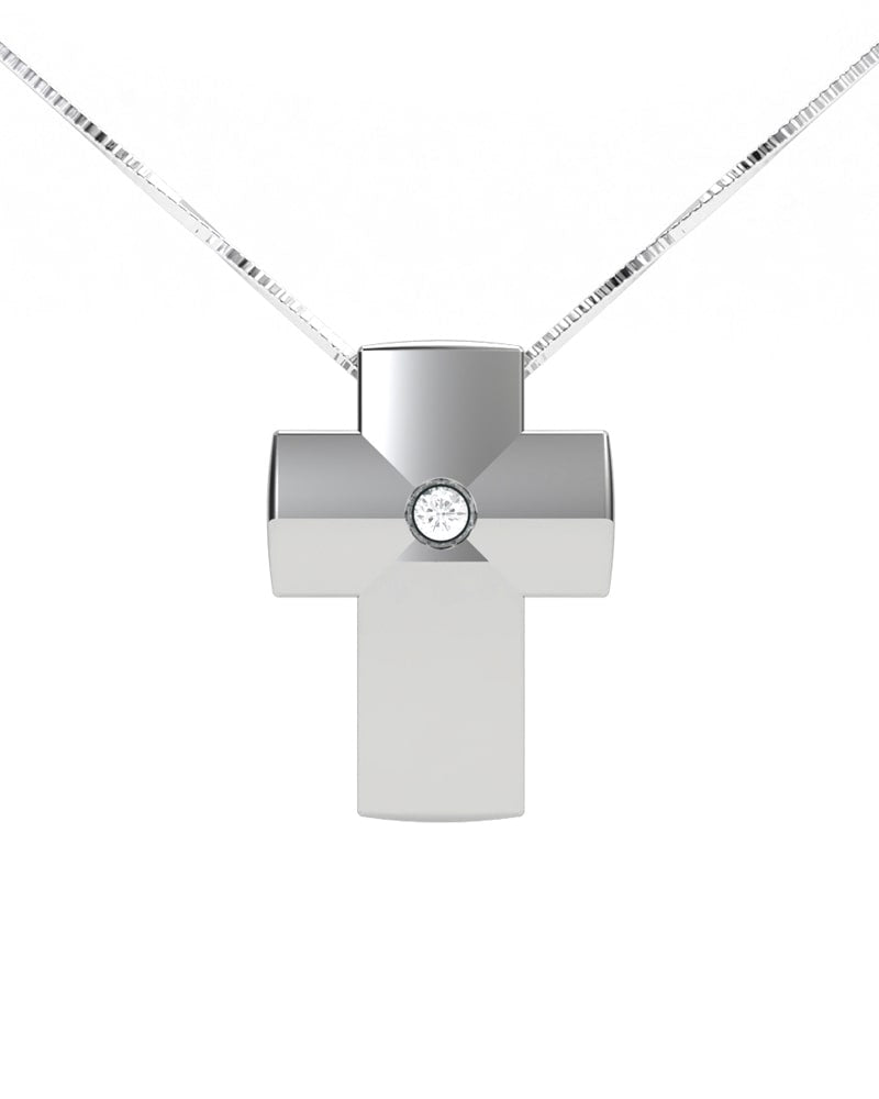 GARGANTILLA DE ORO CRUZ BRILLANTE 0,03 CT - CRESBER