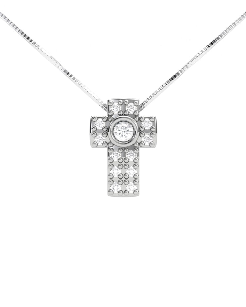 GARGANTILLA DE ORO CRUZ BRILLANTE 0,11 CT - CRESBER