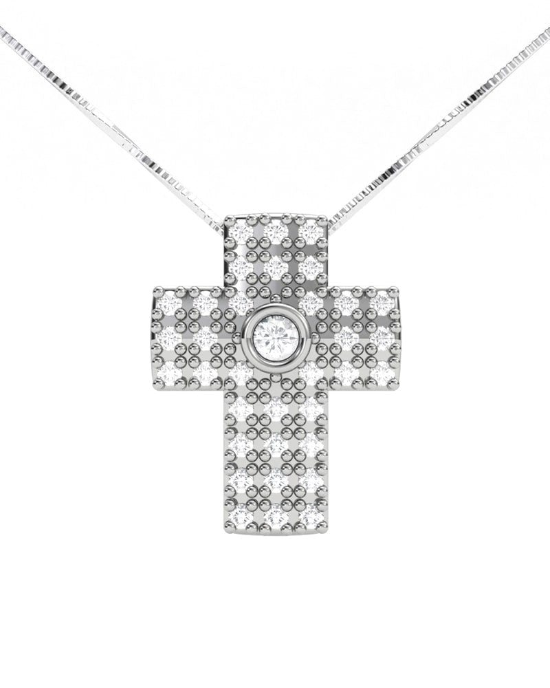 GARGANTILLA DE ORO CRUZ BRILLANTE 0,25 CT - CRESBER